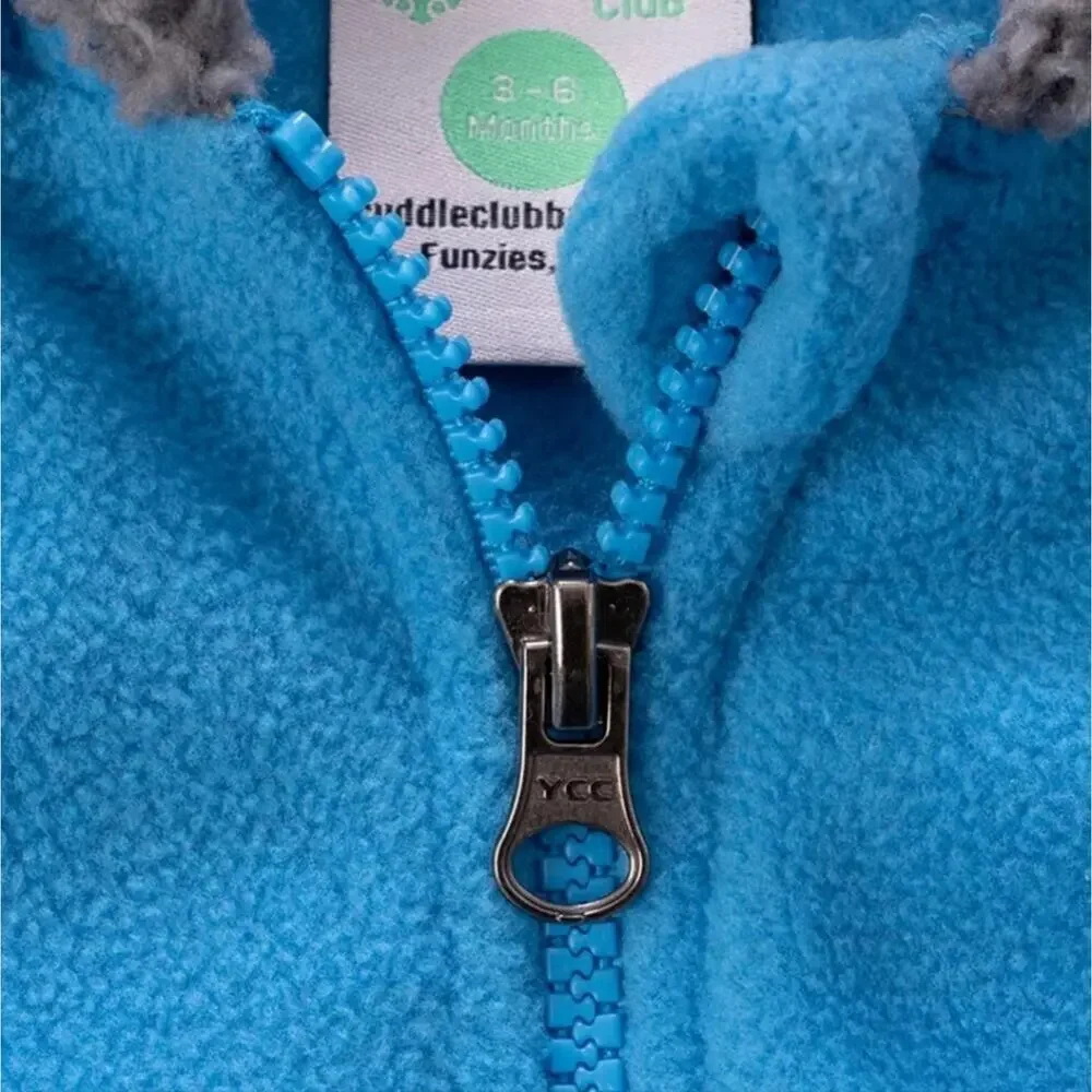 Cuddle Club Blue 3-6 month Fleece Hooded Jacket Bear Ears - Picture 3 of 5